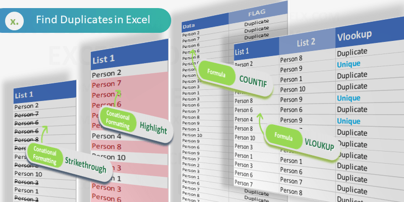 excel find duplicates in two colums and build a new sheet