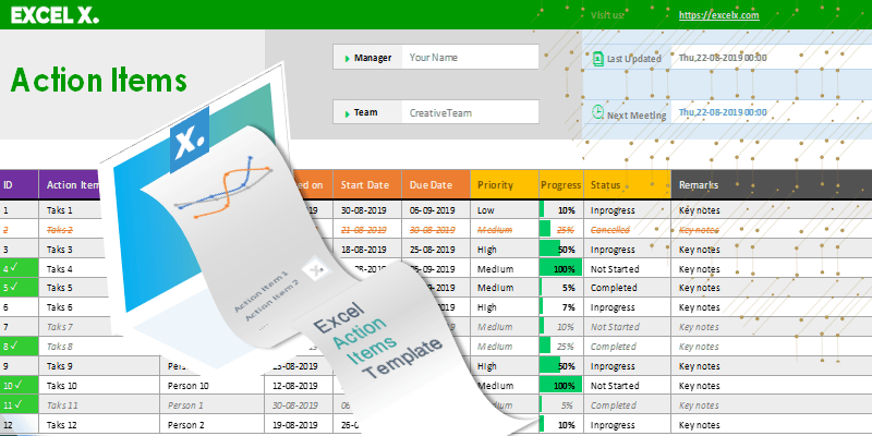 Action Items Template Excel Excel