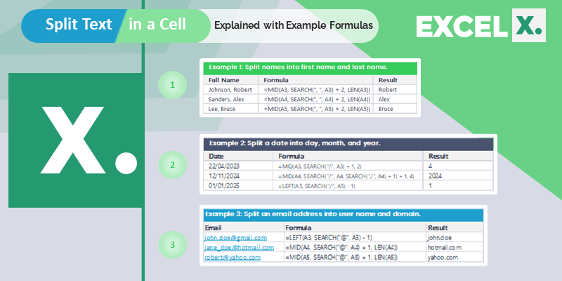 Excel: Split string by delimiter or pattern, separate text and numbers