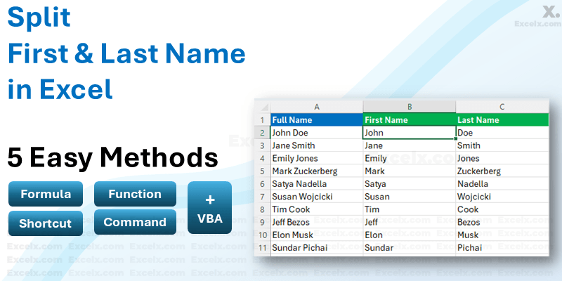 Split First and Last Name in Excel