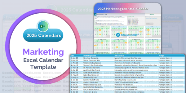 2025 Calendar Excel Templates (Free Download) | Excelx.com