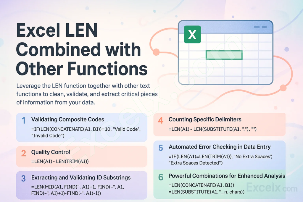 Excel LEN Combined with Other Functions