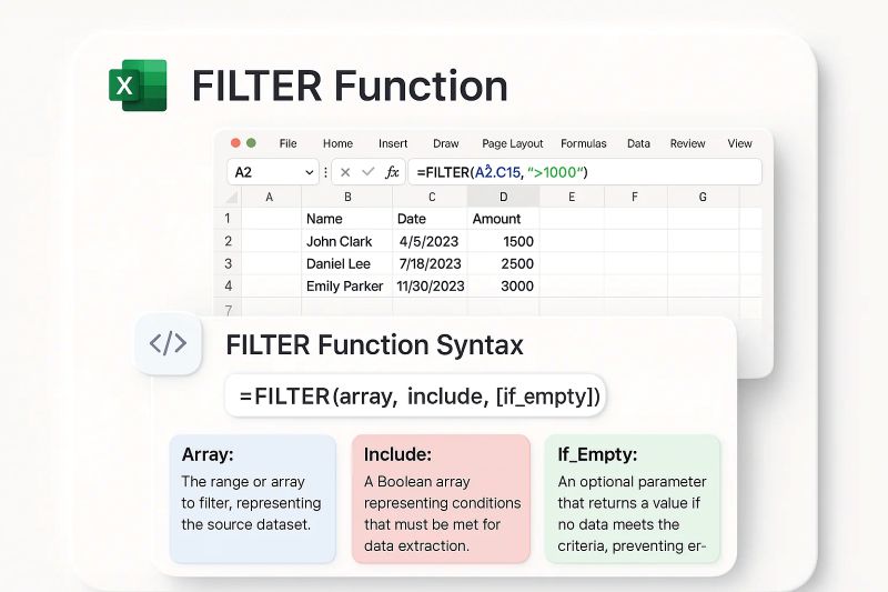 Syntax of Excel FILTER Function