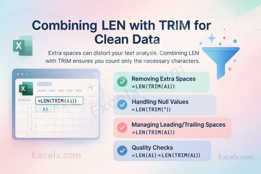 Using LEN And TRIM Functions in Excel