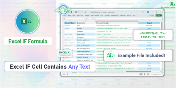 Excel IF Cell Contains Any Text (Formulas + Examples) - Excel