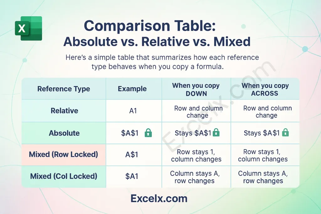 Excel Cell Reference - Absolute vs Relative vs Mixed