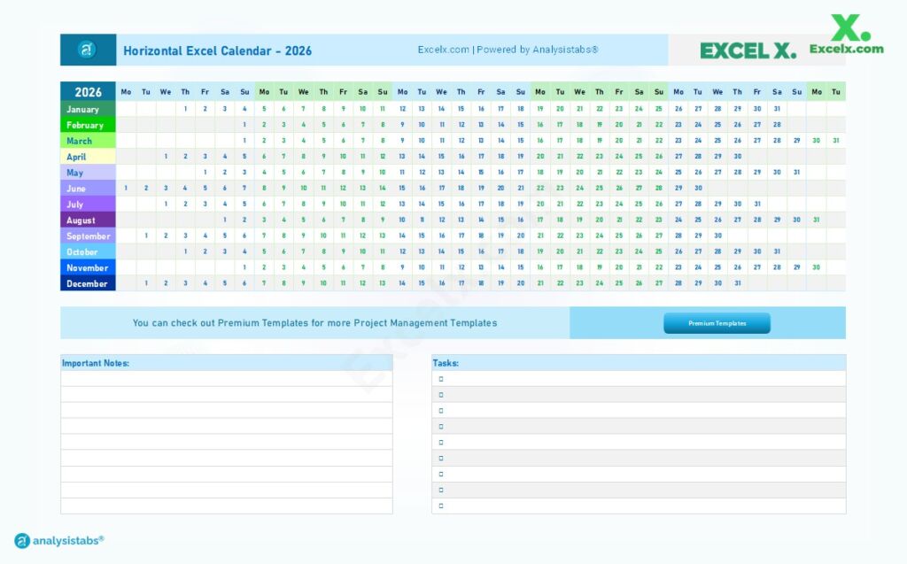 2026 Full Year Horizontal 2026 Calendar