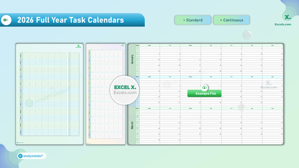 2026 Full Year Task Calendars