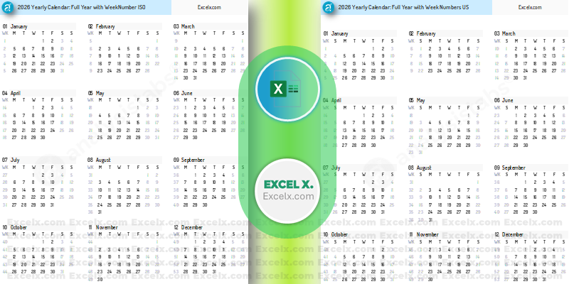 2026 Yearly Calendar with Week Number