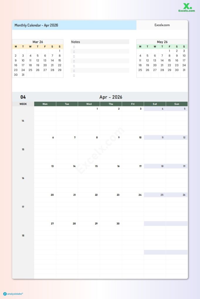 April 2026 Calendar