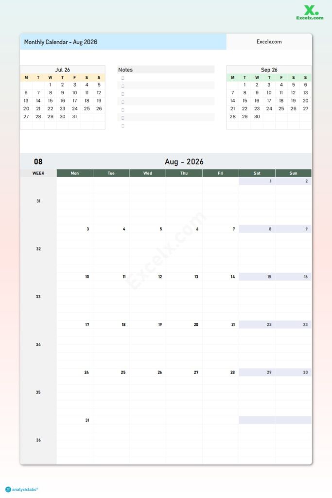 August 2026 Calendar
