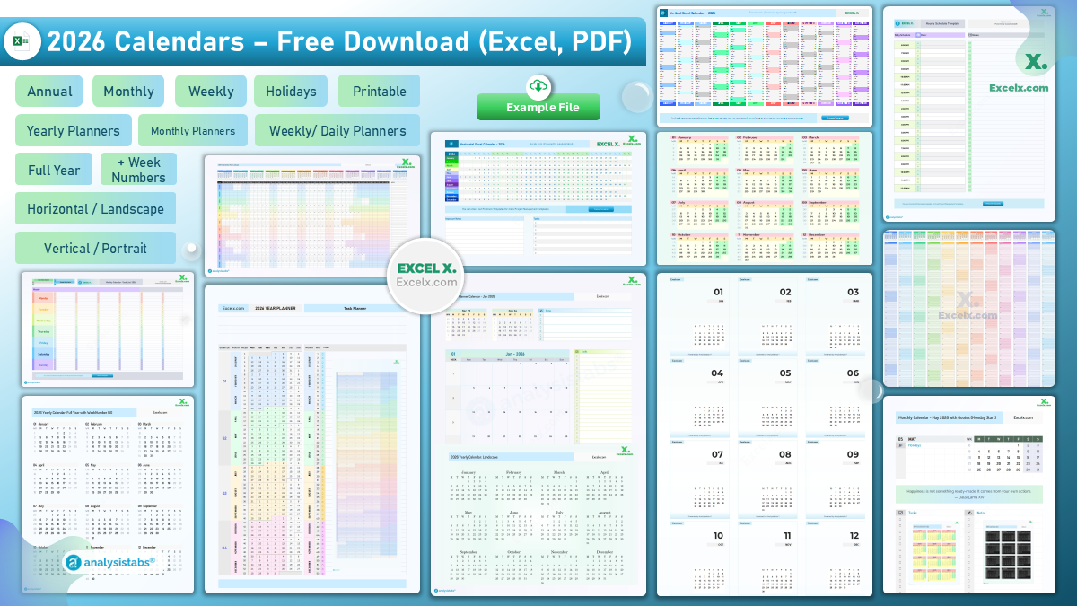 Excel Calendar Templates 2026