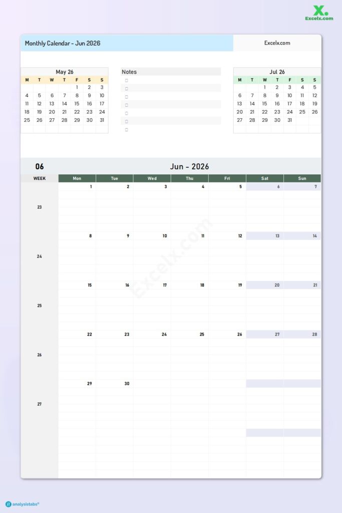 June 2026 Calendar