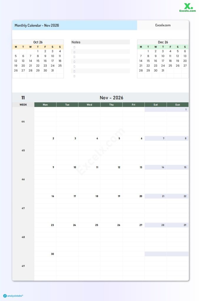 November 2026 Calendar
