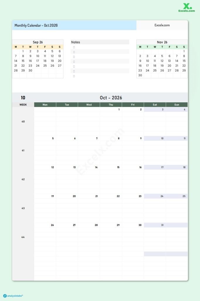 October 2026 Calendar