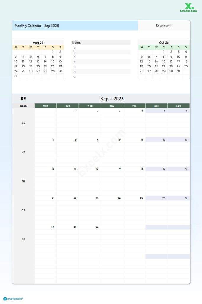 September 2026 Calendar