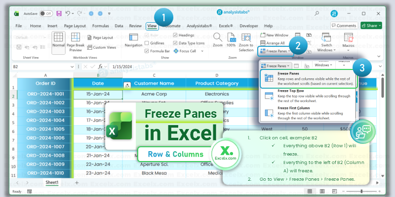 Freeze Row and Column in Excel