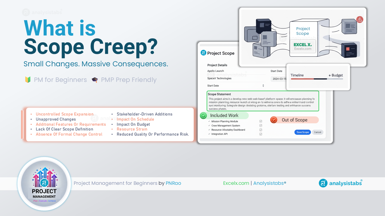 Scope creep — informal additions pushing beyond the agreed project scope boundary
