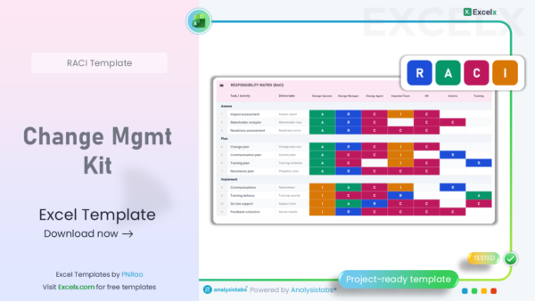 RACI Matrix Template Excel — Free Download 2026 | 52 Templates | Excelx.com