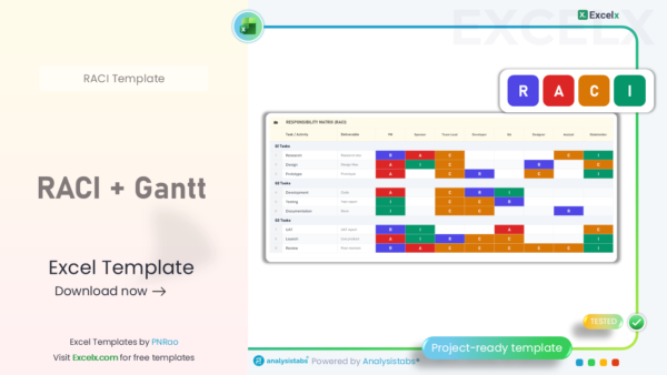 RACI Matrix Template Excel — Free Download 2026 | 52 Templates | Excelx.com