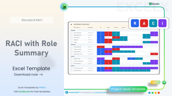 RACI Matrix Template Excel — Free Download 2026 | 52 Templates | Excelx.com